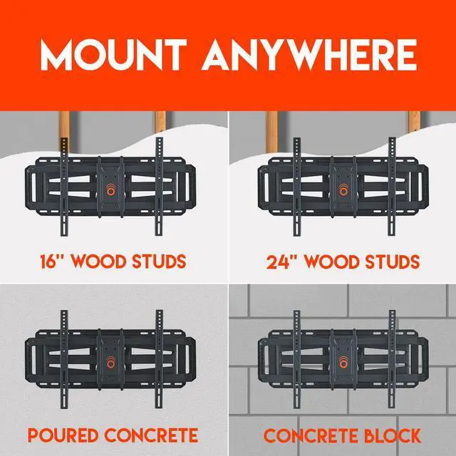 Alt view image 7 of 16 - ECHOGEAR Full Motion Articulating TV Wall Mount Bracket for 42"-80" TVs - Easy To Install On 16" or 24" Studs & Features Smooth Articulation, Swivel, & Tilt - EGLF2