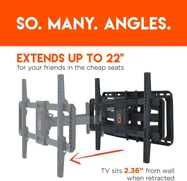 Alt view image 6 of 16 - ECHOGEAR Full Motion Articulating TV Wall Mount Bracket for 42"-80" TVs - Easy To Install On 16" or 24" Studs & Features Smooth Articulation, Swivel, & Tilt - EGLF2