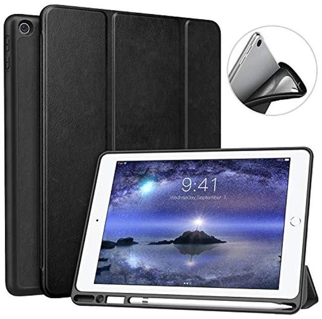 Main image of Case for iPad 9.7 2018 with Apple Pencil Holder - Slim Lightweight Smart Shell Stand Cover Case with Auto Wake/Sleep for Apple iPad 9.7 Inch 2018 Released Tablet (A1893/A1954), Black