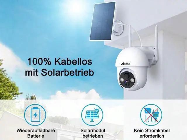 Alt view image 2 of 6 - ANRAN 2K Security Camera Wireless Outdoor, Solar Outdoor Camera with 360° View, Smart Siren,Night Vision,Two Way Talk,Human&Vehicle Detection,Q01-3MP-W-2 Packs