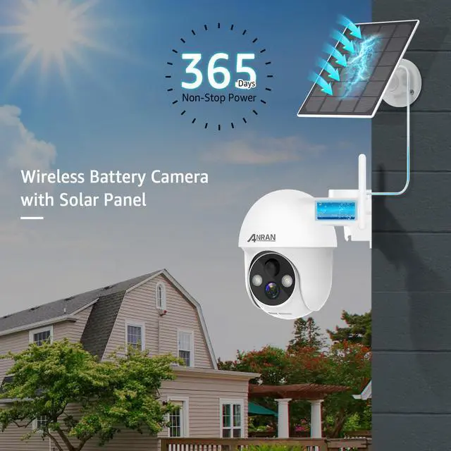 Alt view image 4 of 6 - ANRAN 2K Security Camera Wireless Outdoor, Solar Outdoor Camera with 360° View, Smart Siren,Night Vision,Two Way Talk,Human&Vehicle Detection,Q01-3MP-W-2 Packs