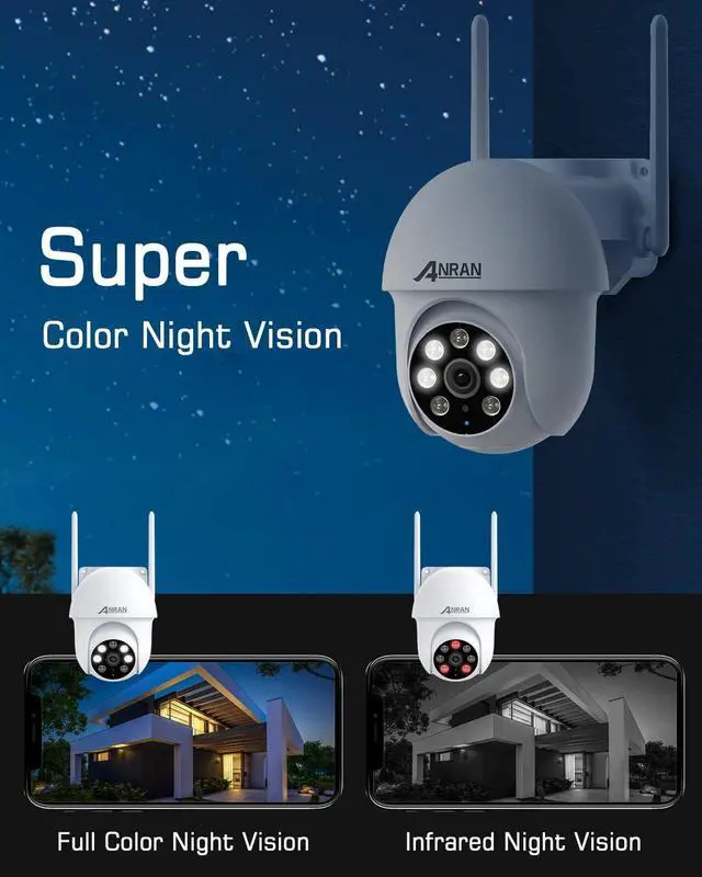 Alt view image 2 of 5 - Security Camera Outdoor,2.4G WiFi, 360°Surveillance,No Blind Spots,Human&Vehicle Detection,Color Night Vision,Two Way Talk,IP66 Waterproof,P3-5MP