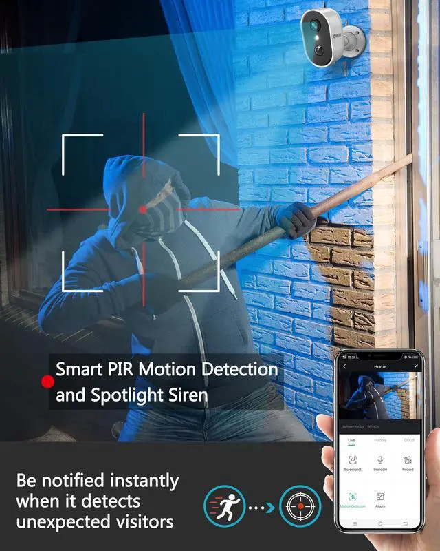 Alt view image 4 of 5 - Security Cameras Wireless Outdoor,ANRAN Camera Continuous Power with soloar,Human&vehicle Detection, Color Night Vision, Two way talk,Compatible with Alexa, 2 Packs