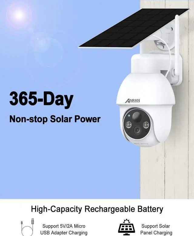 Alt view image 2 of 5 - Security Cameras Indoor/Outdoor - 2k Solar Security Camera,Color Night Vision,360°Surveillance,IP65 Waterproof, 2 Way Talk, Human&Vehicle Detection, Q3 2 Packs