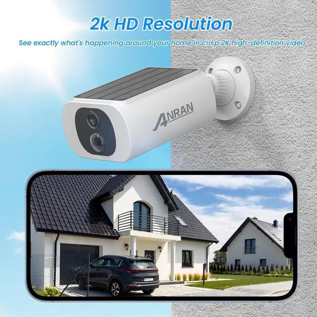 Alt view image 4 of 7 - Security Cameras Wireless Outdoor Solar, 2K WiFi Surveillance Outdoor Camera for Home Security with Embedded Solar Panel, Color Night Vision, 2-Way Talk,