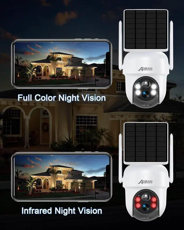 Alt view image 4 of 5 - ANRAN WIFI Solar Security Cameras Outdoor, 4MP Battery Powered Home Security System, PIR Detection, Multi-User Sharing, Simple Installation, Color Night Vision, Two Way Talk, Q4-KIT