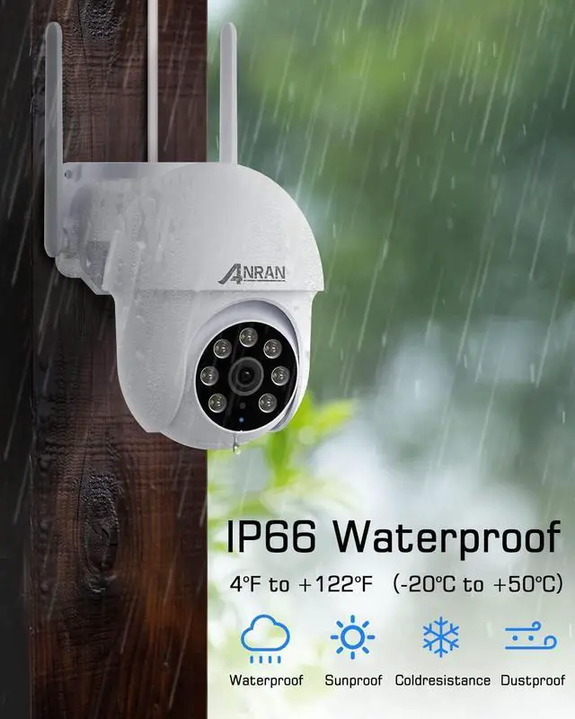 Alt view image 4 of 4 - ANRAN 5MP Security Camera Outdoor,2.4G WiFi, 360°Surveillance,No Blind Spots,Human&Vehicle Detection,Color Night Vision,Two Way Talk,IP66 Waterproof,P3-2packs