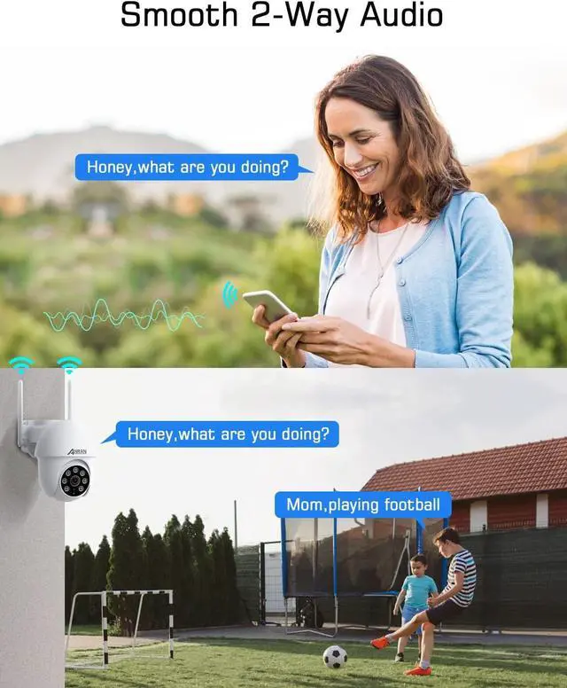 Alt view image 2 of 4 - ANRAN 5MP Security Camera Outdoor,2.4G WiFi, 360°Surveillance,No Blind Spots,Human&Vehicle Detection,Color Night Vision,Two Way Talk,IP66 Waterproof,P3- 3packs