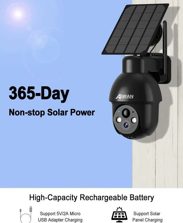 Alt view image 3 of 5 - ANRAN 2K 3MP Wireless outdoor surveillance camera, PIR human detection, two-way audio, free APP CloudEdge or ANRAN, Q3-3packs, black