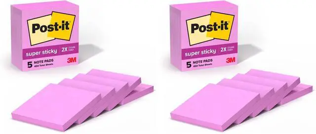 Main image of Post-it Super Sticky Notes 3x3in 5-Pad Pack (2-Pack)