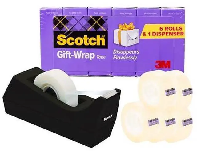 Main image of 3M Scotch Gift Wrap Tape 3/4" x 1000" 6 Rolls with Dispenser