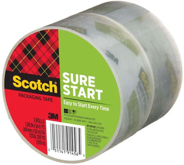 Main image of Scotch Sure Start Packing Tape 3450-2 1.88in x 54.6yd 2 Rolls