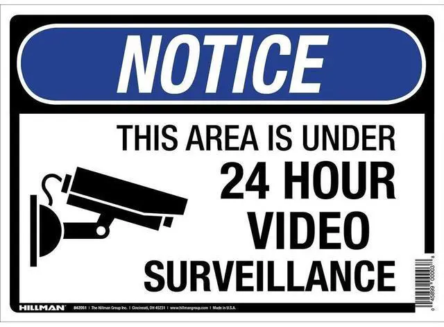 Main image of Hillman Under Surveillance Sign 10x14 Model 24HR SURVEIL