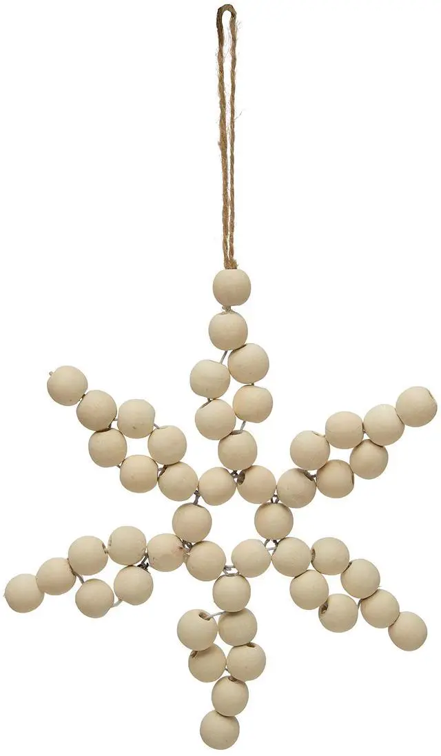 Main image of Creative Co-Op Paulownia Wood Bead Star Ornament 7.5"H