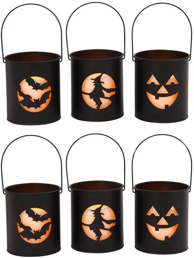 Main image of Gerson 4.5" Metal Lighted Halloween Decor, 3 Pack