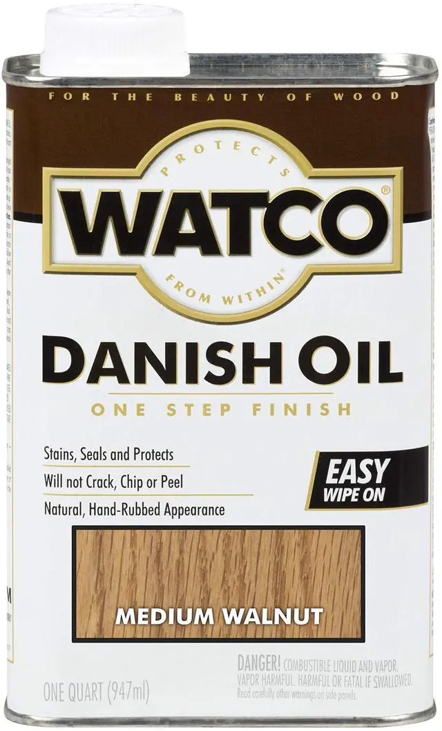 Main image of Watco Danish Oil Wood Finish A65941 Quart Medium Walnut