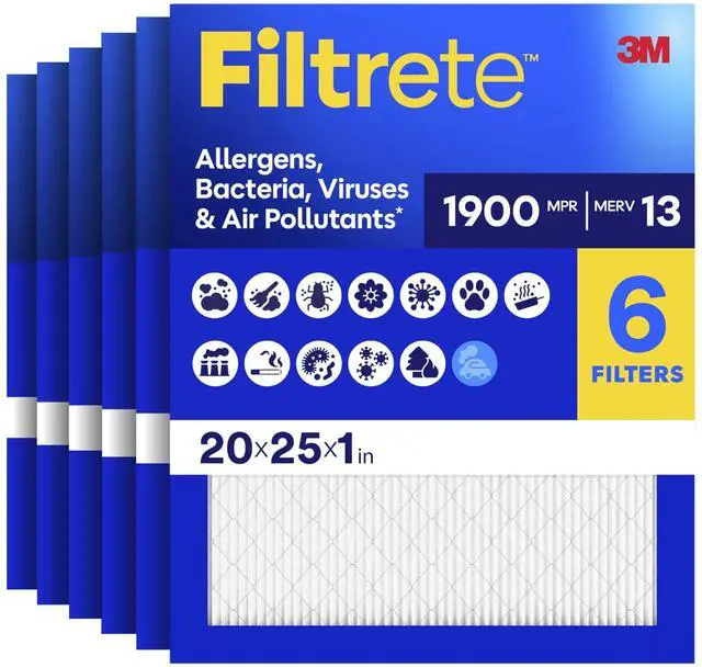 Main image of Filtrete AC Furnace Air Filter 20x25x1 MERV 13 6-Pack