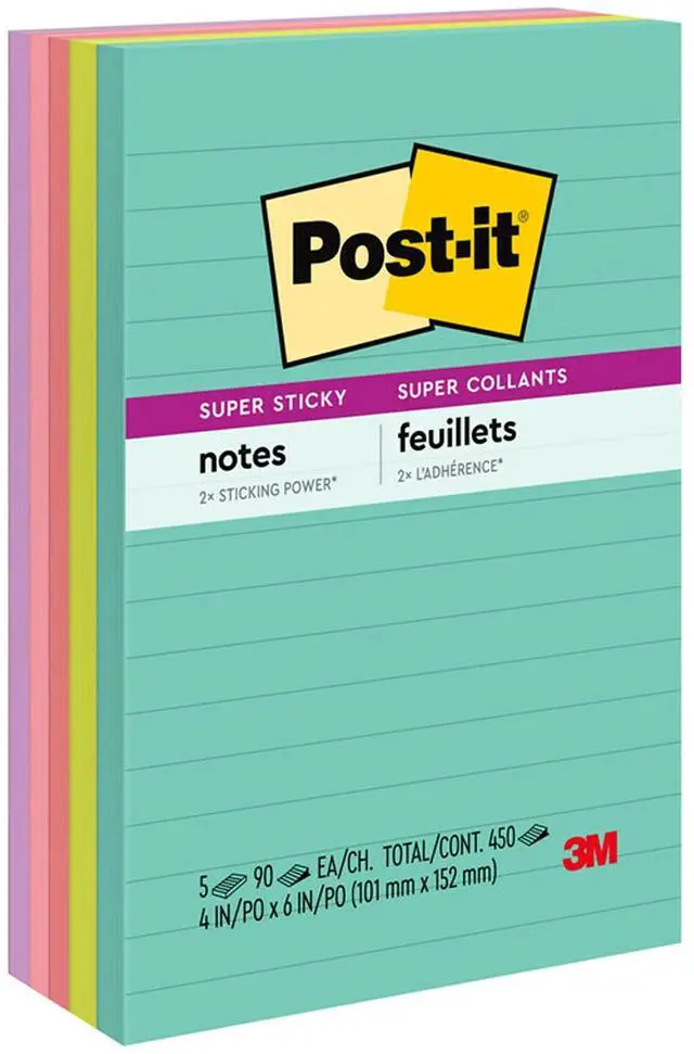 Main image of Post-it Super Sticky Notes 660-5SSMIA 4x6in 60ct