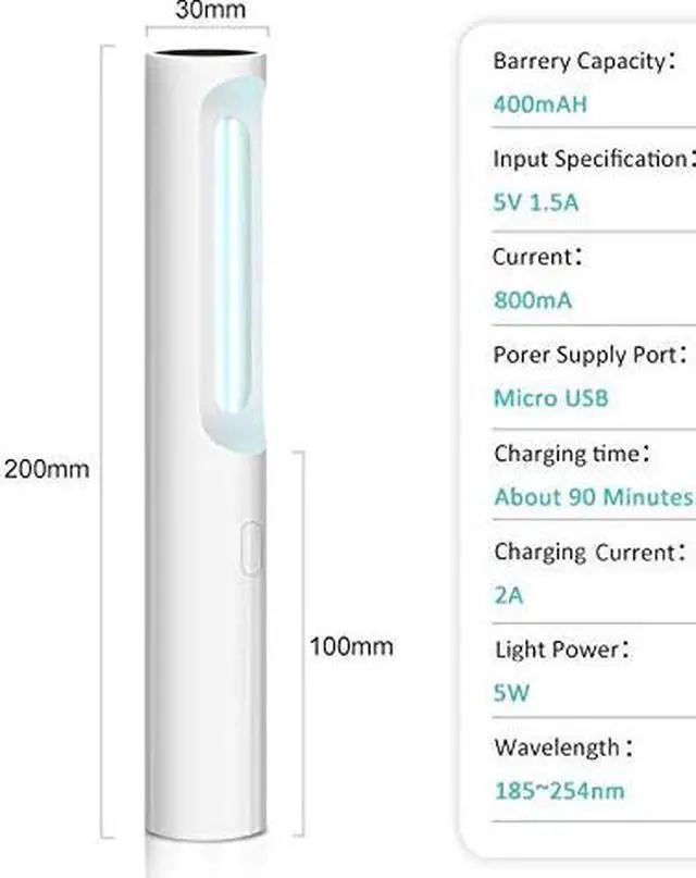 Alt view image 2 of 5 - UVILIZER Wand - UV Light Sanitizer & Portable Ultraviolet Sterilizer (Handheld UV-C Cleaner for Home, Baby Room, Travel | Rechargeable UVC Disinfection Lamp | No Odors, Toxins, Water | USA)