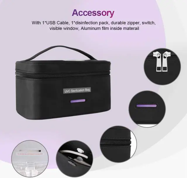 Alt view image 4 of 6 - UVILIZER Bag - UV Light Sanitizer & Ultraviolet Sterilizer Box (Portable UV-C Cleaner for Home, Car, Travel | UVC LED Disinfection Lamp for Phone, Keys, Baby Items | Kill Germs, Bacteria, Virus | USA)