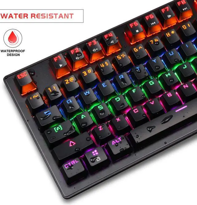 Alt view image 3 of 7 - Mechanical Gaming Keyboard 87 Keys Small Keyboard Compact Multicolour Backlit -Anivia MK1 Wired USB Gaming Keyboard with Blue Switches, Metal Construction, Water Resistant for Windows MAC Laptop