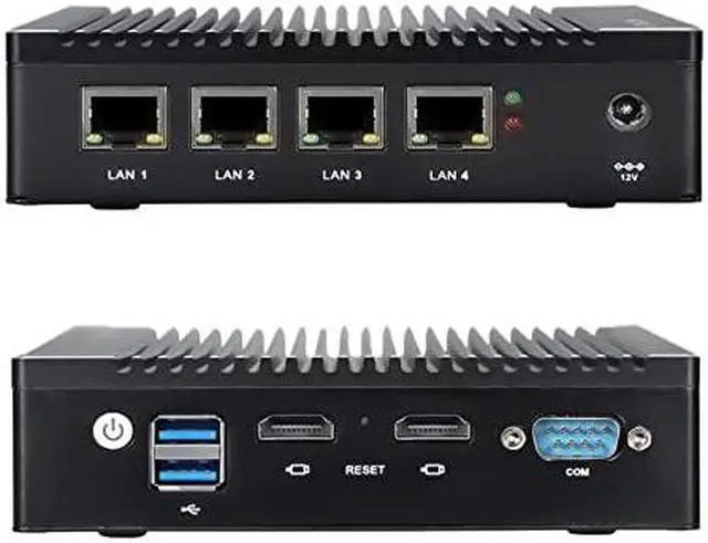 Main image of VNOPN Micro Firewall Appliance 2.5GbE Intel 4 Ports N3700 Quad Core Fanless Mini PC Network Router Box, Dual HDMI, RS232 COM, Support AES-NI, Mini Computer 8GB DDR3 128GB mSATA SSD