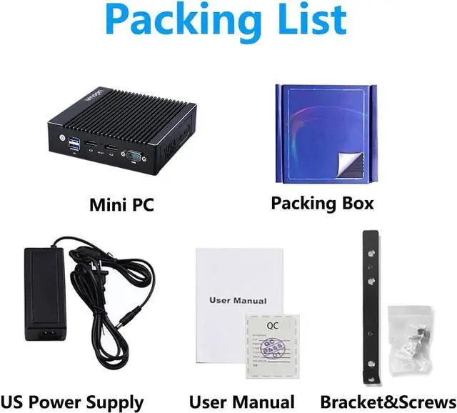 Alt view image 6 of 6 - VNOPN Micro Firewall Appliance 2.5GbE Intel 4 Ports N3700 Quad Core Fanless Mini PC Network Router Box, Dual HDMI, RS232 COM, Support AES-NI, Mini Computer 8GB DDR3 128GB mSATA SSD