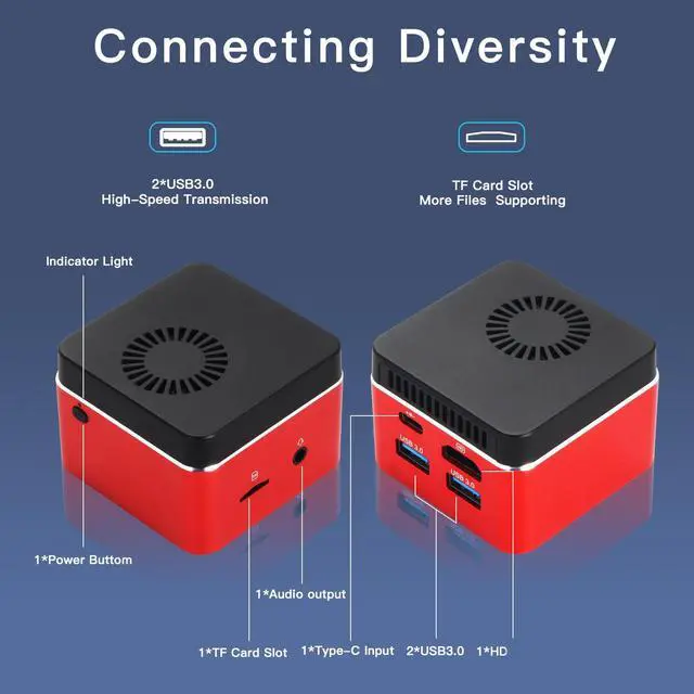 Alt view image 2 of 6 - Mini PC NUC Box PC Pre-Installed System Intel J4125 4C/4T 8GB 256GB, Mini Desktop Computer 4K HD/ WiFi5.0/BT5.0/USB3.0/Type-C/TF Slot for Business/Home Theater