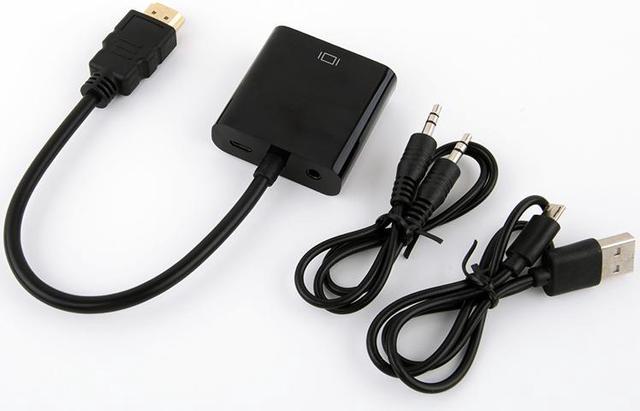 HDMI to VGA and audio adapter cable, single port, black (A-HDMI