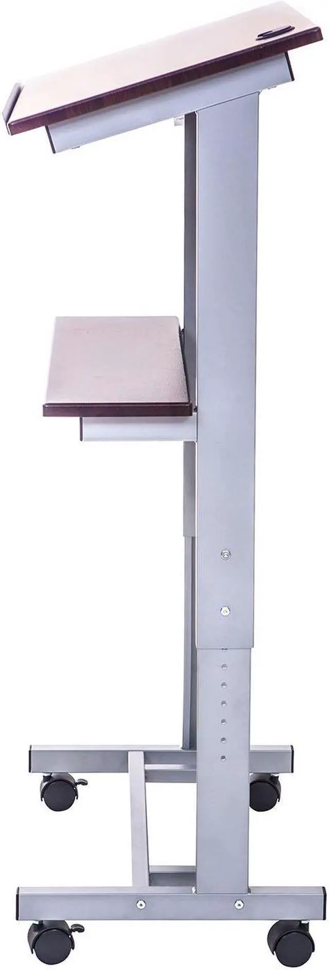 Alt view image 5 of 12 - Luxor LX-ADJ-DW Adjustable Height Lectern Podium Mobile Presentation Station
