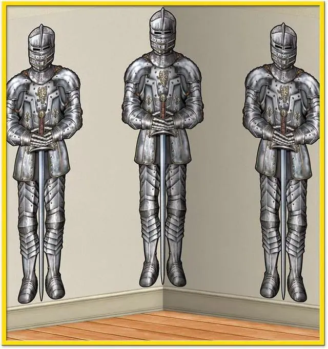 Alt view image 3 of 5 - Beistle 4' x 30' Wall Of Knights Backdrop 52123