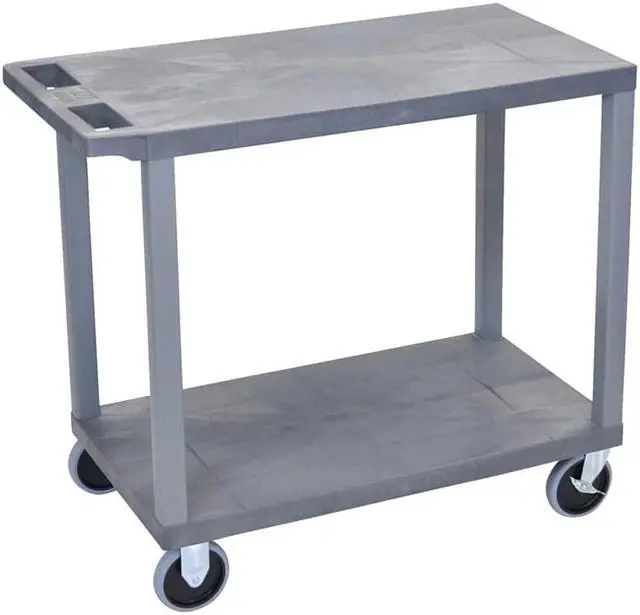Alt view image 2 of 6 - Luxor EC22HD-G 2 Flat Shelves Multipurpose Service Utility Cart - Gray