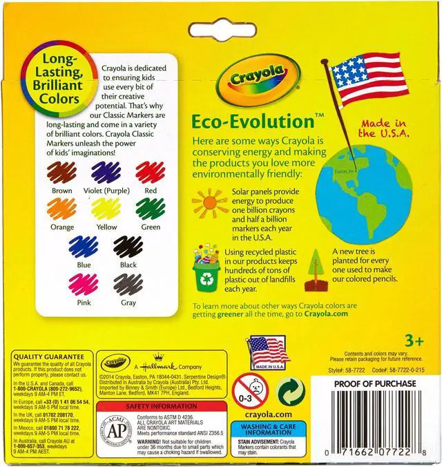 Alt view image 7 of 20 - Crayola Non-Washable Markers Broad Point Classic Colors 10/Set 587722