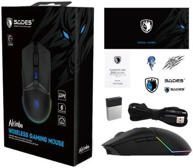 Alt view image 7 of 7 - SADES Akimbo Wireless Gaming Mouse - Wireless 2.4G /USB-C /RGB Modes /1600 CPI