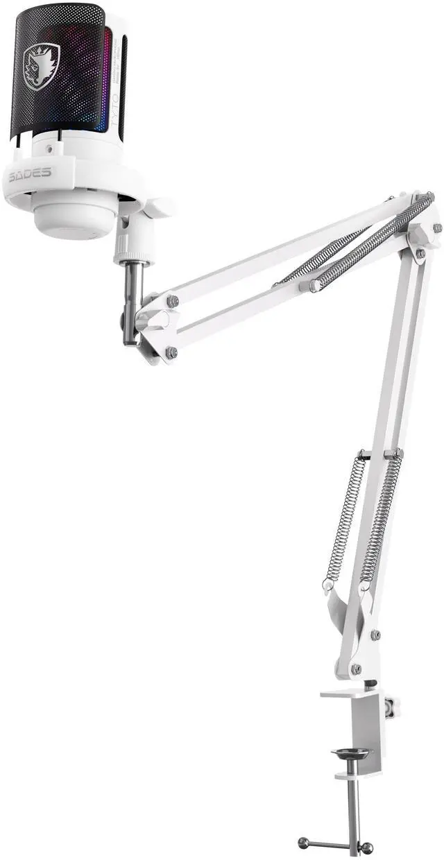 Alt view image 6 of 6 - SADES Tyto Gaming Microphone - PC/ RGB/ USB-C/ Boom Arm/ Desk Stand/ Touch Mute/ Streaming/ Gaming/ Podcasting White
