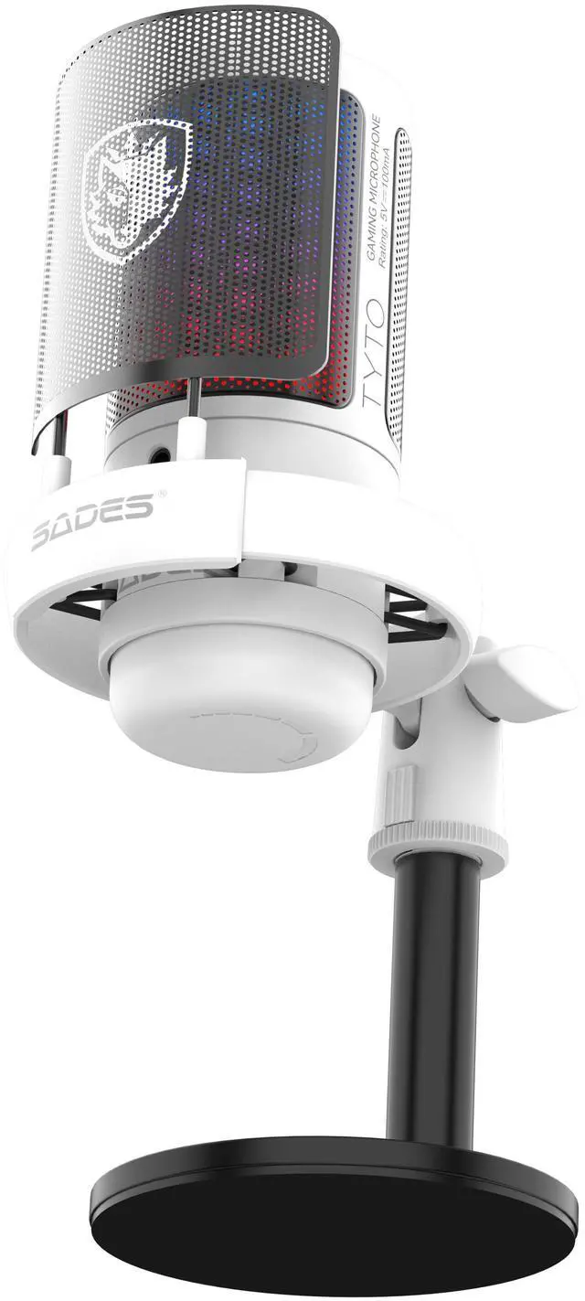 Alt view image 4 of 6 - SADES Tyto Gaming Microphone - PC/ RGB/ USB-C/ Boom Arm/ Desk Stand/ Touch Mute/ Streaming/ Gaming/ Podcasting White