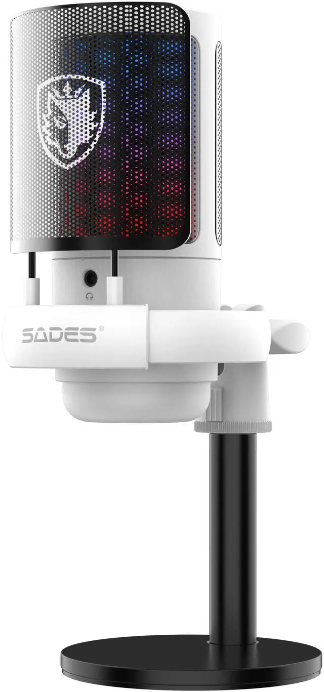 Alt view image 2 of 6 - SADES Tyto Gaming Microphone - PC/ RGB/ USB-C/ Boom Arm/ Desk Stand/ Touch Mute/ Streaming/ Gaming/ Podcasting White