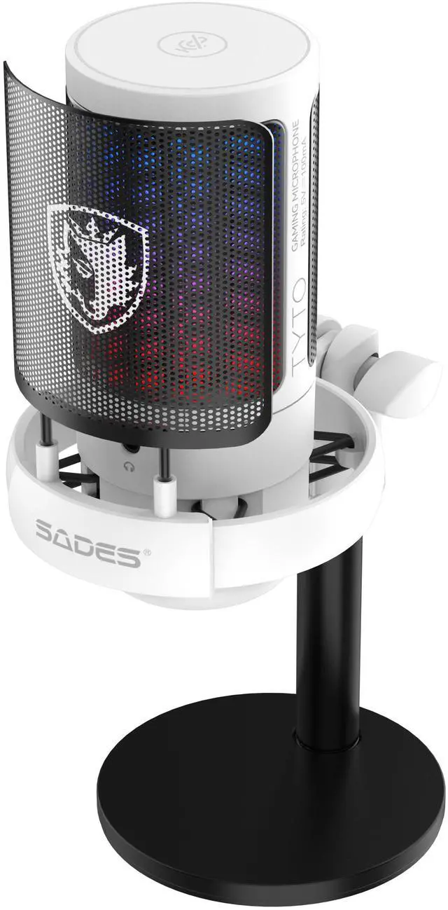 Alt view image 5 of 6 - SADES Tyto Gaming Microphone - PC/ RGB/ USB-C/ Boom Arm/ Desk Stand/ Touch Mute/ Streaming/ Gaming/ Podcasting White
