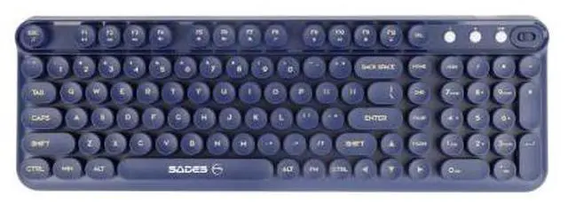 Alt view image 2 of 2 - SADES Global GK03 - Wireless Keyboard and Mouse,Retro Typewriter Keyboard and Mouse Combo,2.4G Wireless Keyboard, Home and Office Keyboard's, PC Windows, Navy Blue