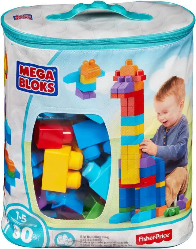 Alt view image 13 of 20 - Mega Bloks Big Building Bag, 80-Piece Classic