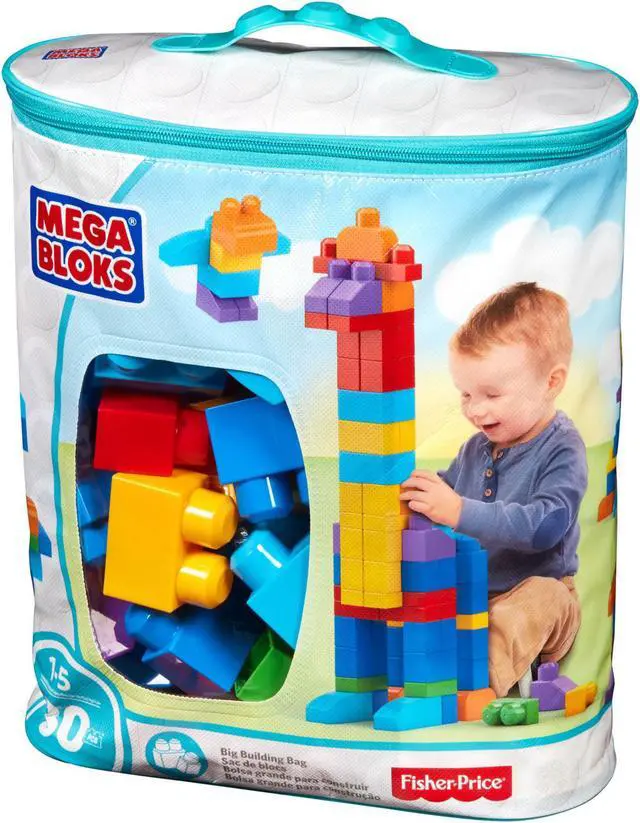 Alt view image 11 of 20 - Mega Bloks Big Building Bag, 80-Piece Classic