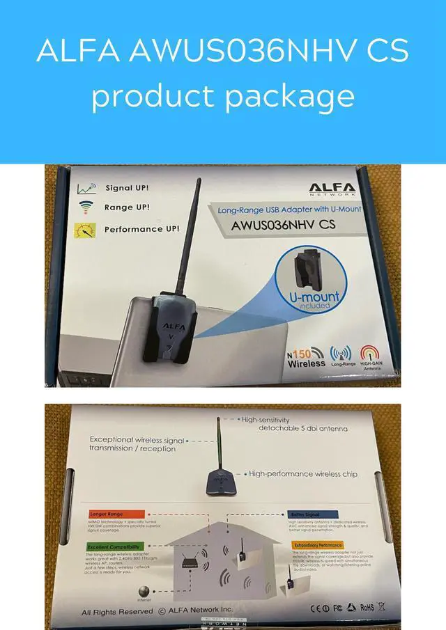 Alt view image 4 of 4 - ALFA AWUS036NHV CS 802.11n 2.4G RTL8188EUS chipset Wireless USB Adapter support Windows 11 Mac OS Kali linux Ubuntu Nethunter
