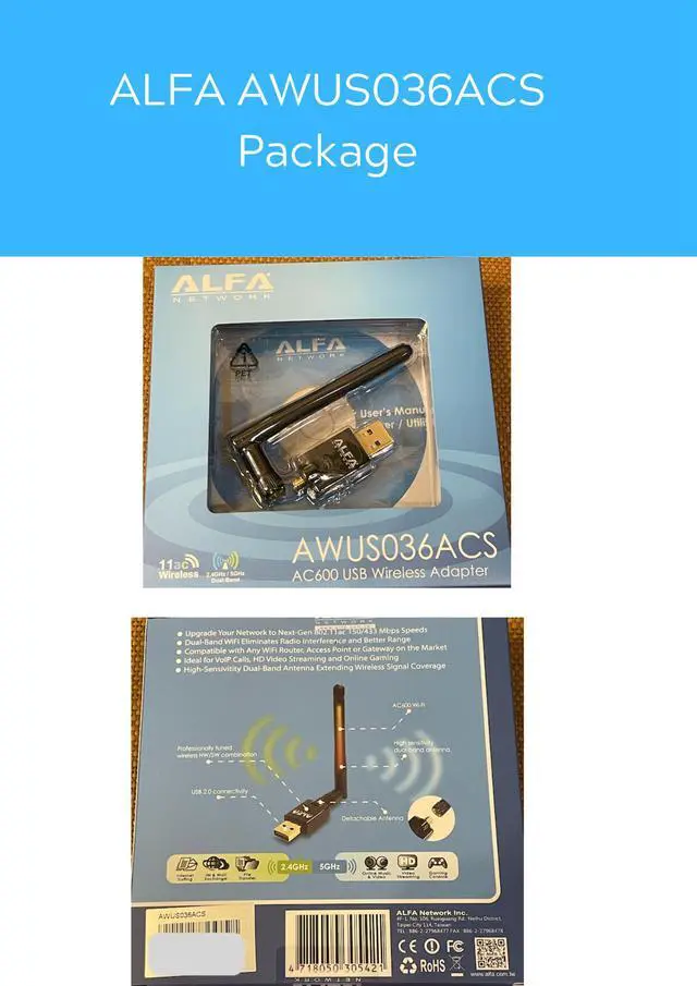 Alt view image 4 of 4 - ALFA AWUS036ACS 802.11n 2.4G RTL8811AU chipset Wireless USB Adapter support Windows 11 Kali linux Ubuntu Android Nethunter