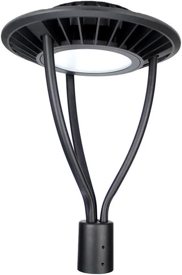 Main image of J&H LED Outdoor Weather Resistant Post Top Light, 24 in., 1-Light, Black Die Cast, Line Voltage, 27K/40K/50K, Wattage Adjustable 80W/70W/60W