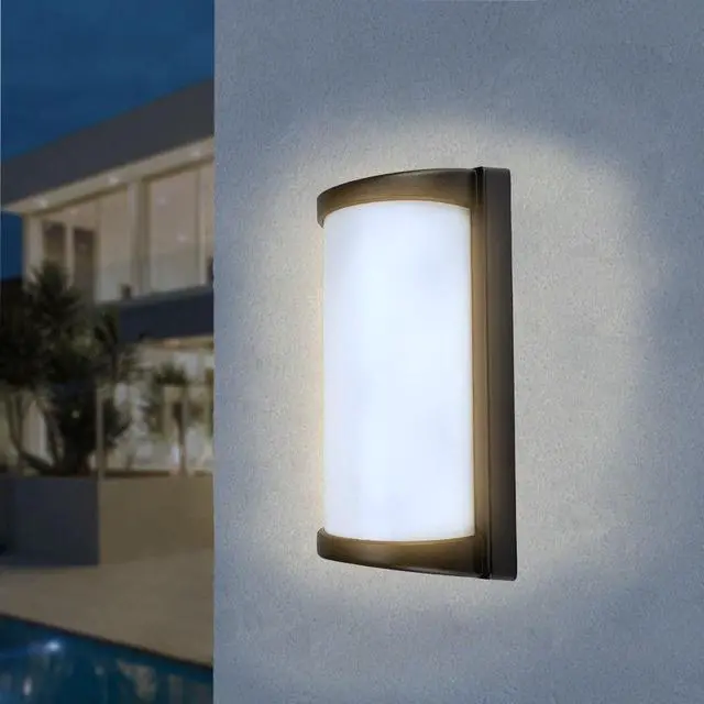 Alt view image 5 of 6 - J&H LED Aluminum Outdoor Cylinder Dusk-to-Dawn Wall-Mount Lantern Sconce - 10.5in, 3000k/4000k/5000k, Wattage Adjustable 80w/70w/60w, HI - Light Kits