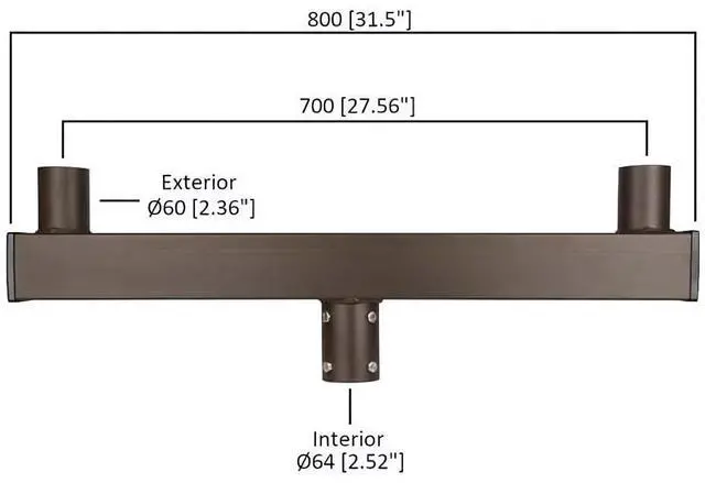 Alt view image 5 of 5 - J&H LED 32 in. 180-degree Double Low Profile Bullhorn Mounting Bracket Tenon Adapter for Round Outdoor Pole Lights, Industrial Supplies