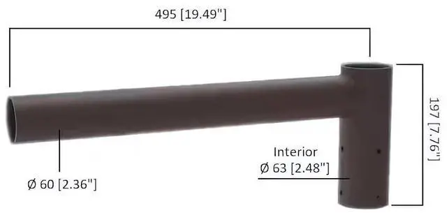 Alt view image 5 of 5 - J&H LED 12 in. 180-Degree Single Spoke Mounting Bracket Tenon Adapter for LED Outdoor Pole Lights