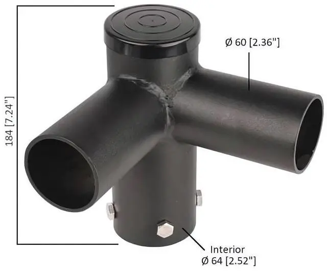 Alt view image 6 of 6 - J&H LED 7 in. 90-Degree Twin Spoke Mounting Bracket Tenon Adapter for LED Outdoor Pole Lights, Industrial Supplies