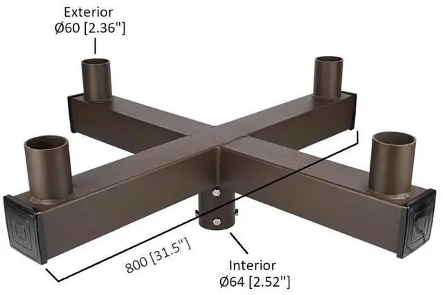 Alt view image 6 of 6 - J&H LED 25 in. 90-Degree Quad Low Profile Bullhorn Mounting Bracket Tenon Adapter for Round Outdoor Pole Lights, Industrial Supplies