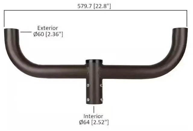 Alt view image 6 of 6 - J&H LED 30 in. 180-Degree Round Double Bullhorn Mounting Bracket Tenon Adapter for Outdoor Pole Lights